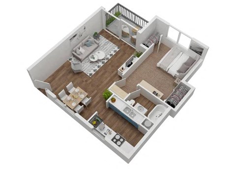Floor plan for 1 bed, 1 bath, 550 sqft